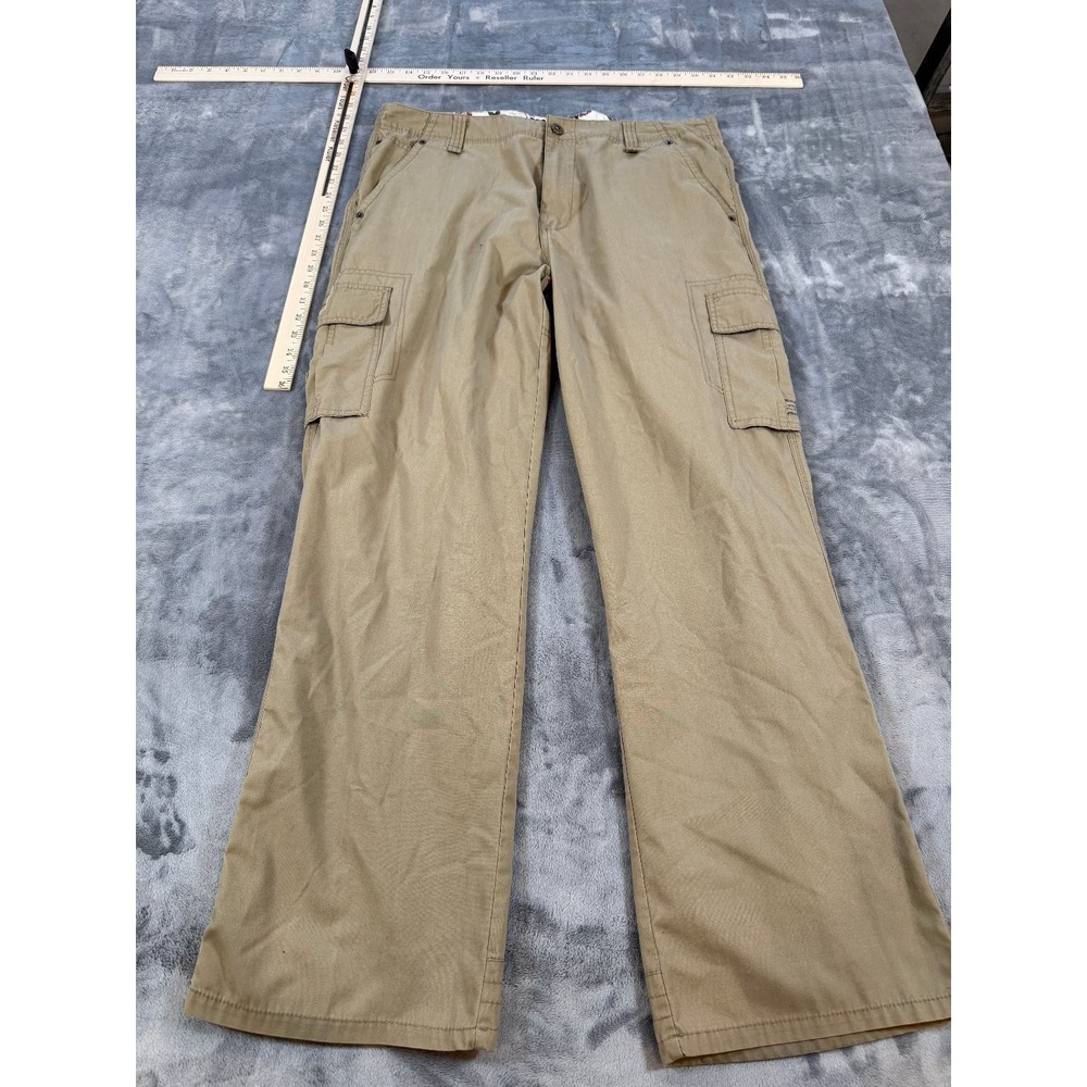 MICROS Men's Size 36x32 Tan Khaki Cargo Pants Zip Fly Cotton‎ Blend